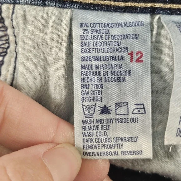 Vtg Tommy Hilfiger high rise jeans Womens 12 Denim Floral Embroidered Y2K 2000s - Picture 7 of 16